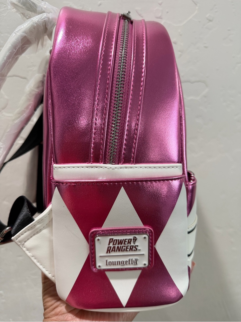 Loungefly Pink Power Rangers Metallic Mini Backpack - Picture 3 of 5